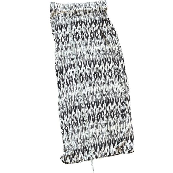 DALIA White Printed Stretch High Waisted Long Flowy Maxi Skirt S - Picture 2 of 8